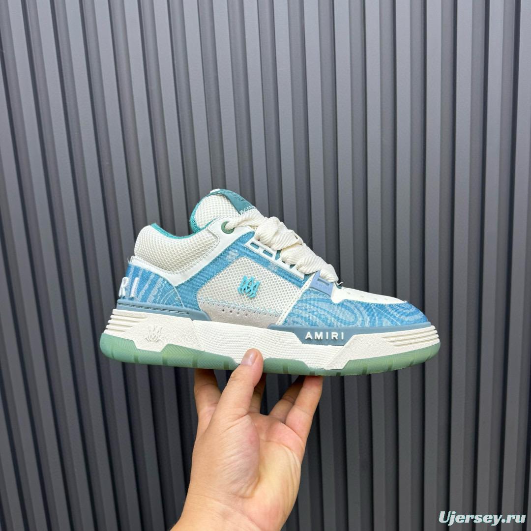 2024 Unisex Amiri Blue White Mesh Leather Sneakers MJ00360