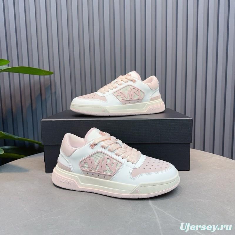 2025 Unisex Amiri White Pink Leather Sneakers MJ00360