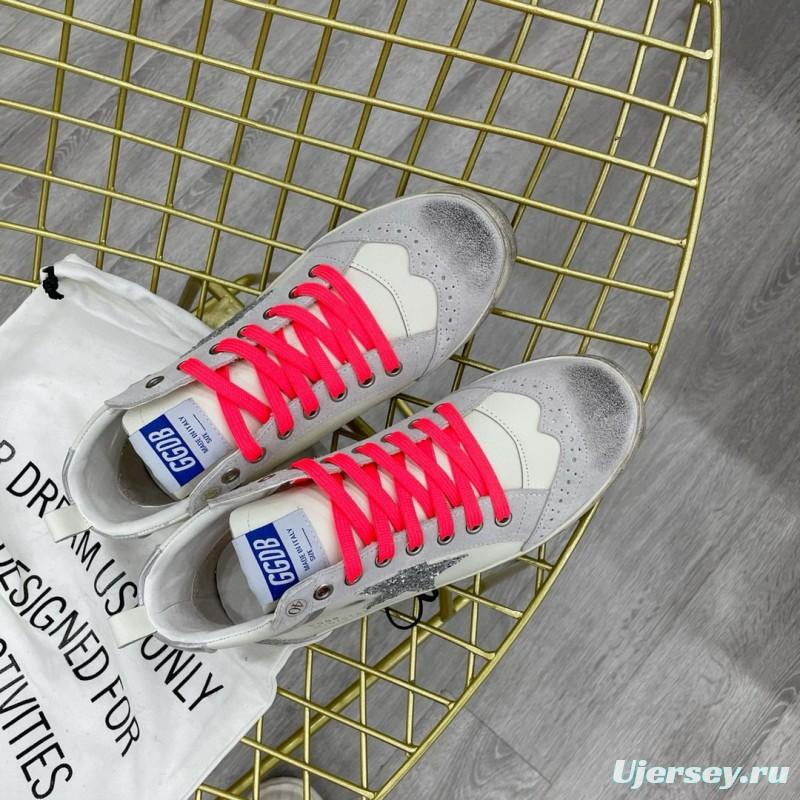 2024 Unisex GGDB White Silver Glitter Leather High Top Sneakers MJ00300