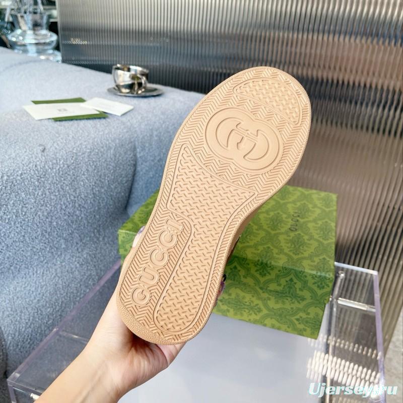 2024 Women Gucci brown leather sheep wool snow boots MJ00420