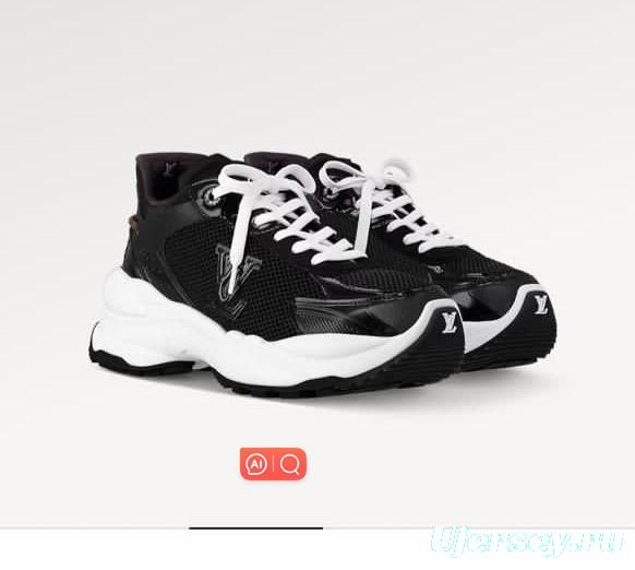 2025 Unisex Louis Vuitton Black White Mesh Leather Sneakers Monogram LY00340