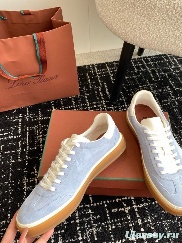 2024 Unisex Loro Piana Light Blue White Custom Leather Sneakers MJ00320