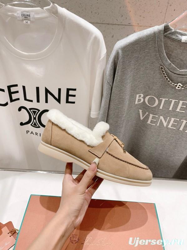 2024 Women Le Parmentier Beige Suede Shearling Loafers