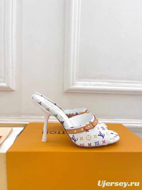 2025 Slippers Louis Vuitton Multi Color Leather Slippers KFY00290