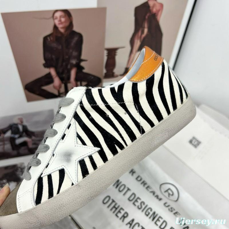 2025 Women GGDB White Black Zebra Leather Suede Sneakers