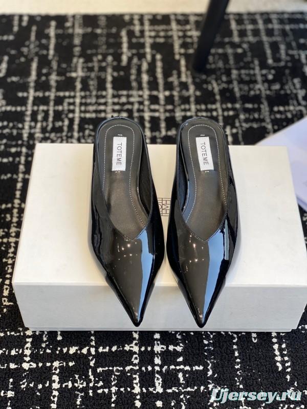 2025 Women Toteme Black Patent Leather Mule