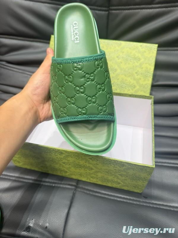 2024 Unisex Gucci Green Leather Mules MJ00200