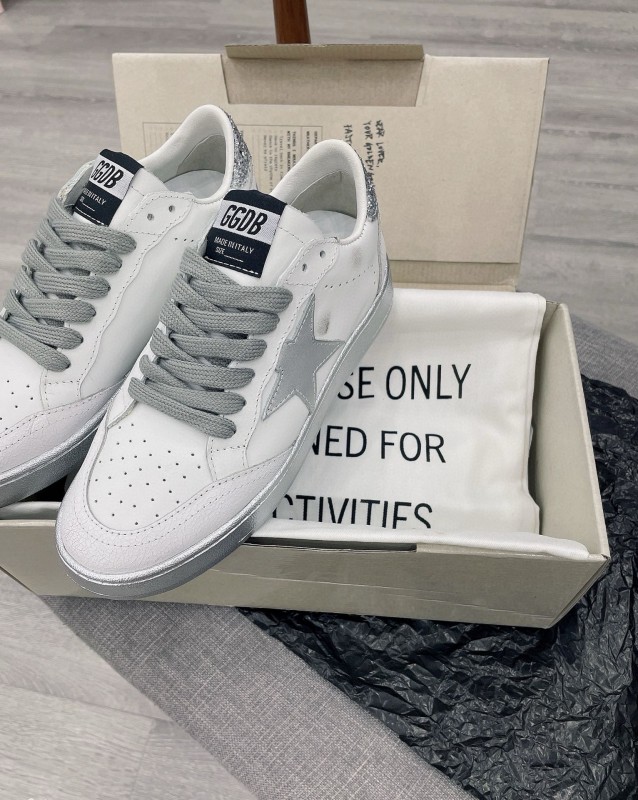 2024 Unisex GGDB White Silver Leather Sneakers MJ00260