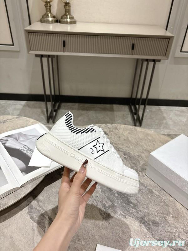 2025 Women Dior White Leather Sneakers Star Detailing KFY00330