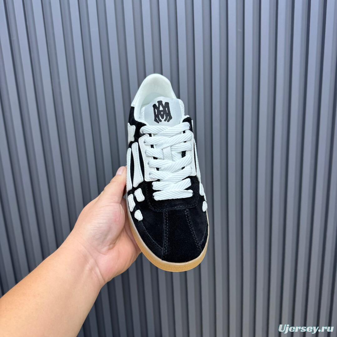 2025 Unisex Amiri Black White Leather Suede Sneakers Skeleton Design LY00280