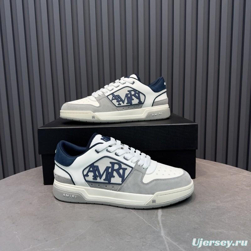 2025 Unisex Amiri White Grey Blue Leather Suede Sneakers MJ00360