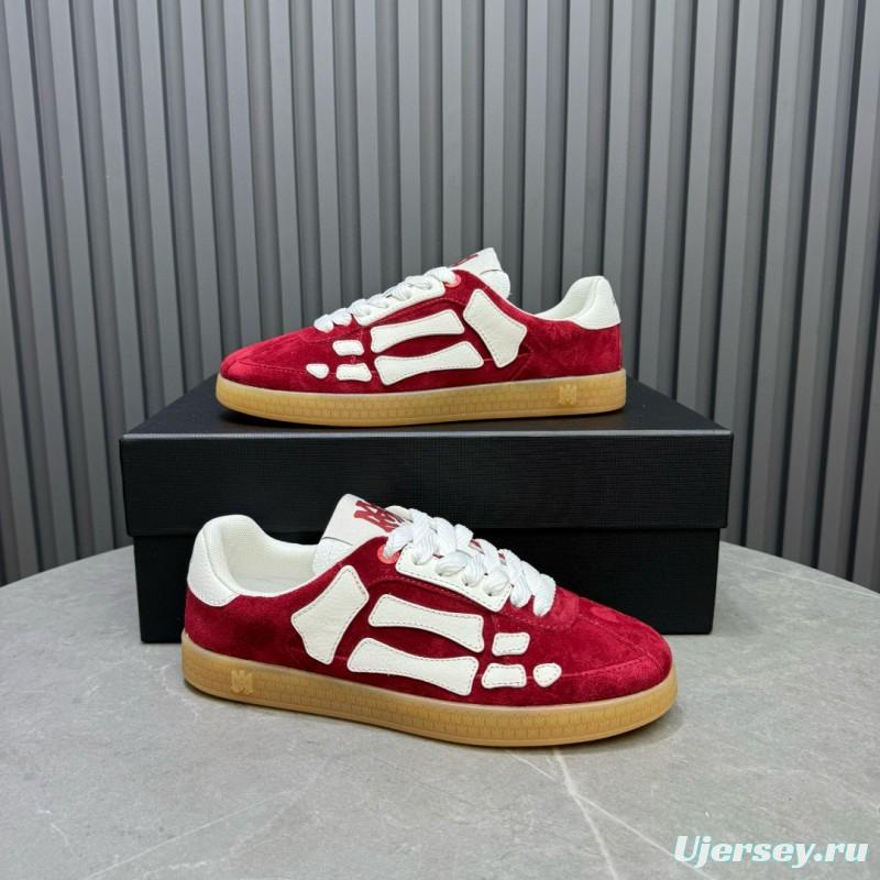 2024 Unisex Amiri Red White Suede Leather Sneakers MJ00300