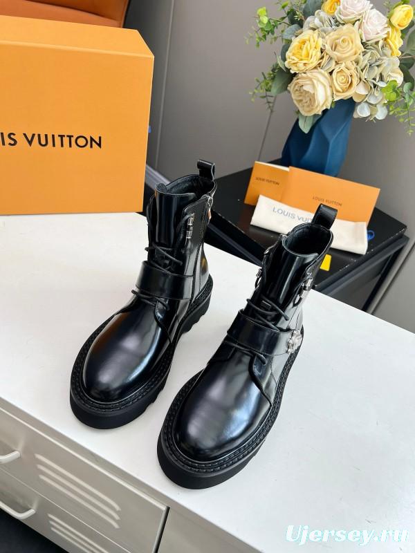 2024 Women Louis Vuitton Black Calfskin Leather Boots MJ00310