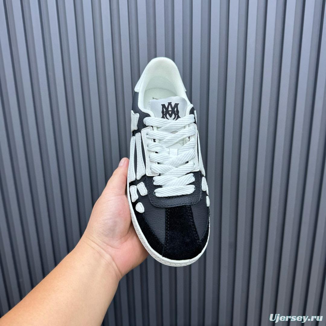 2024 Unisex Amiri Black White Leather Sneakers MJ00300