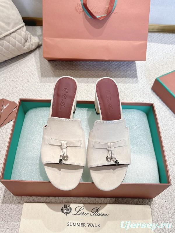 2025 Women Le Parmentier White Suede Heeled Shoes LY00360