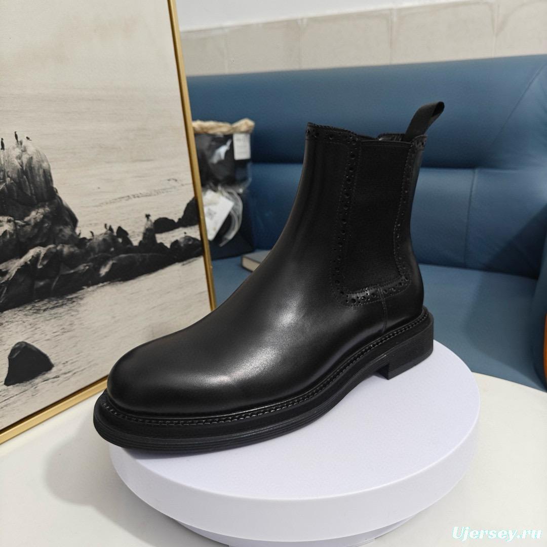 2024 Men Dolce & Gabbana Black Leather Chelsea Boots