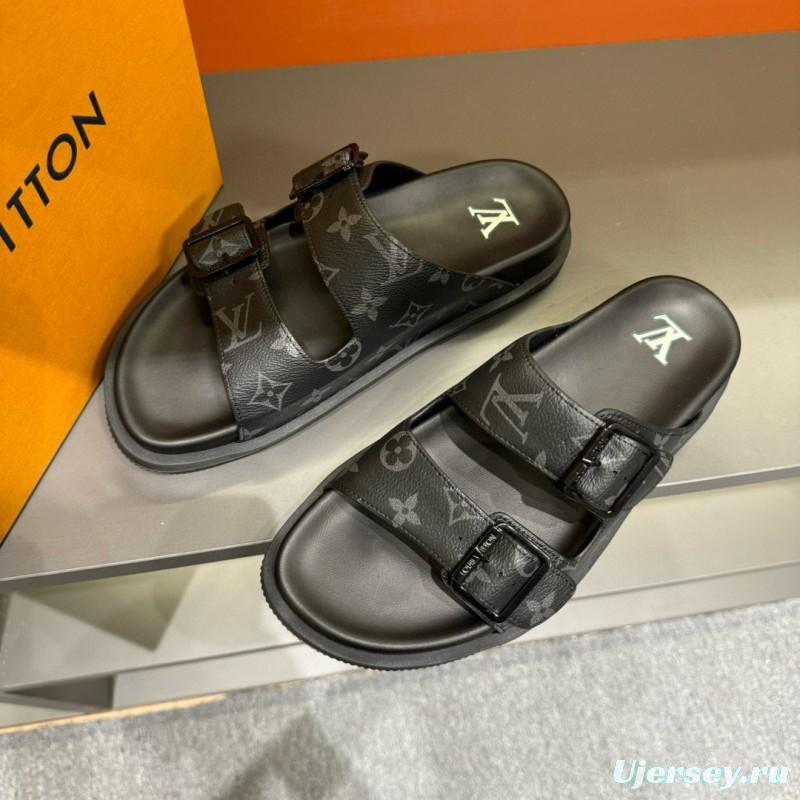2024 Louis Vuitton Black Leather Slippers MJ00210