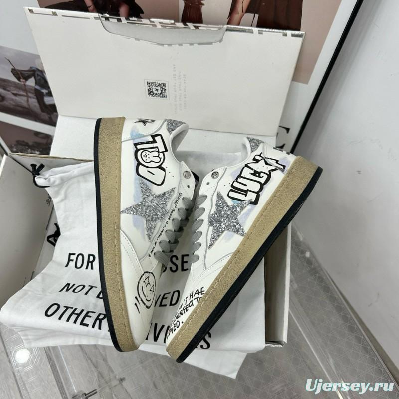 2024 Unisex GGDB White Black Glitter Leather Low-top Sneakers MJ00260