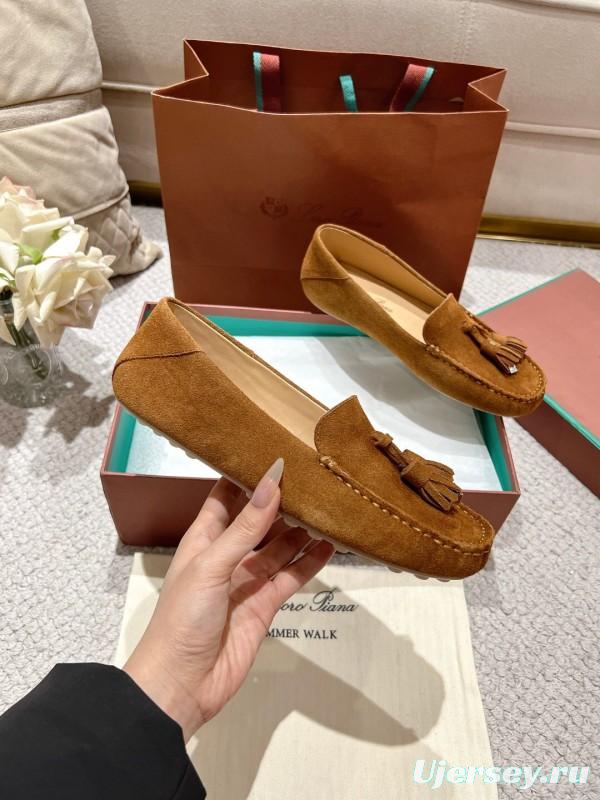 2025 Women LP Brown Suede Loafers Tassel LY00291