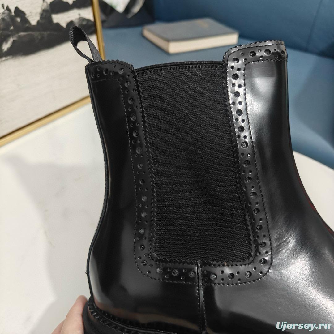 2024 Men Dolce & Gabbana Black Leather Ankle Boots