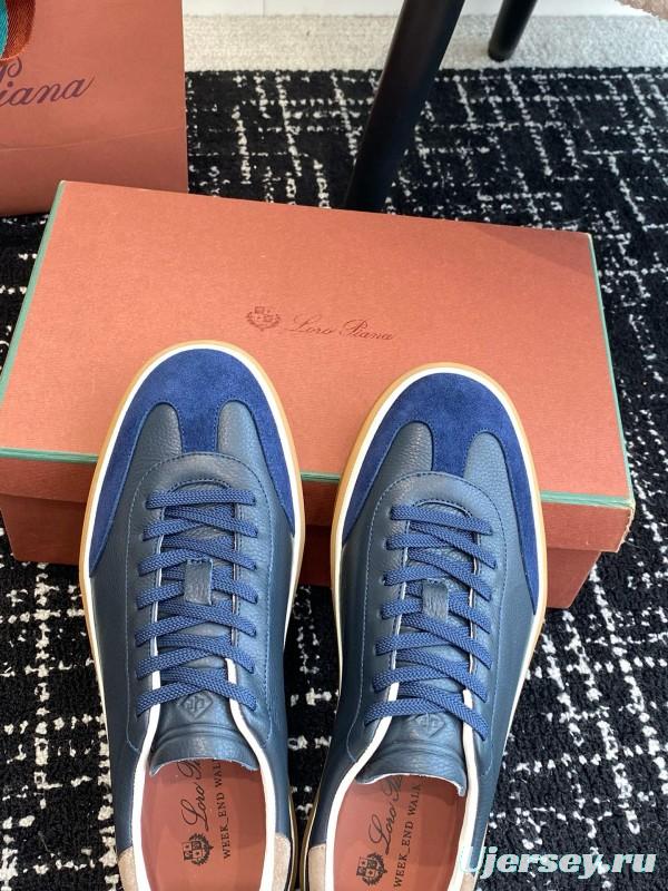 2024 Unisex Le Parmentier Blue Navy Leather Suede Plimsolls MJ00320