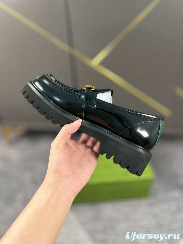 2024 Women Gucci Black Leather Formal Shoes MJ00300
