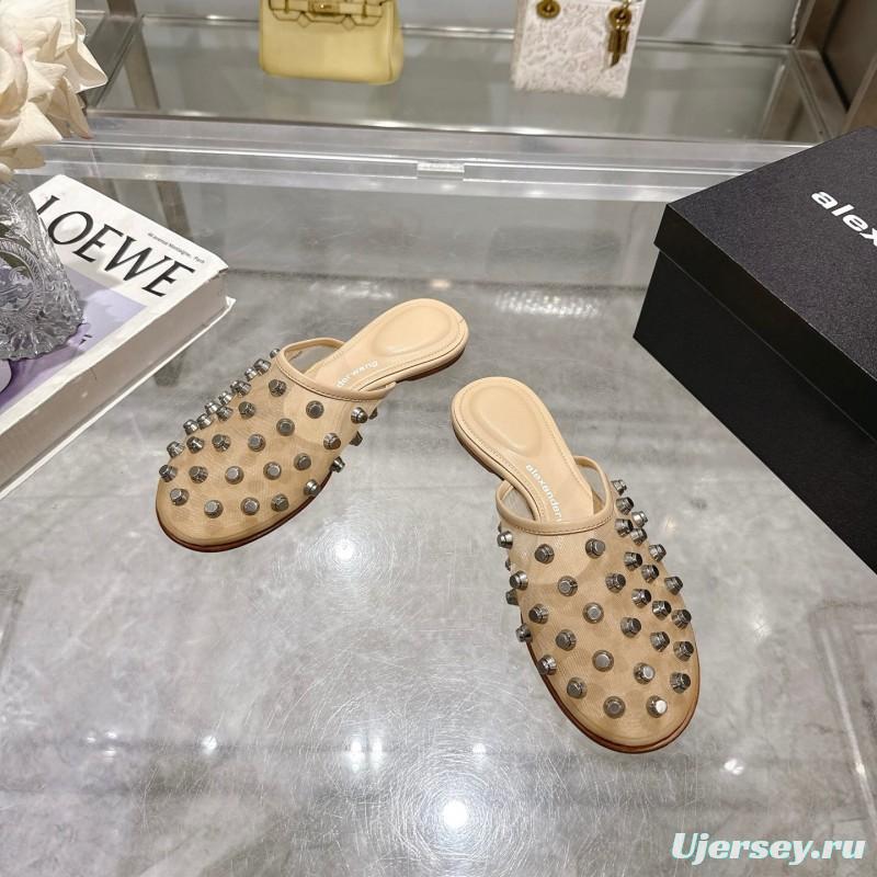 2025 Slippers Alexander Wang Beige Leather Studded LY00310