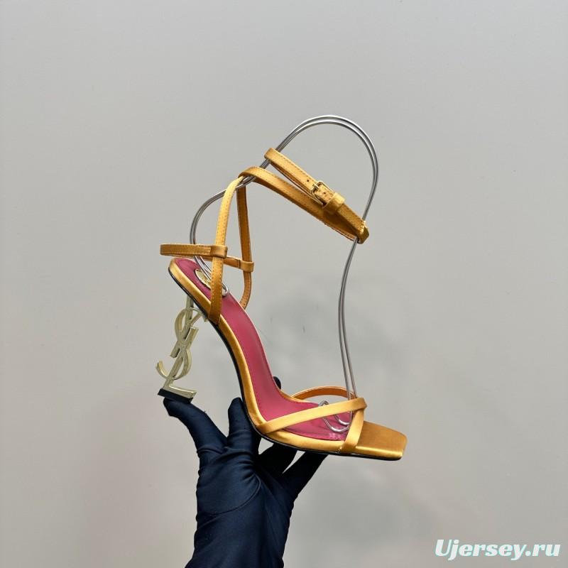 2025 Women Yves Saint Laurent Yellow Leather Sandals