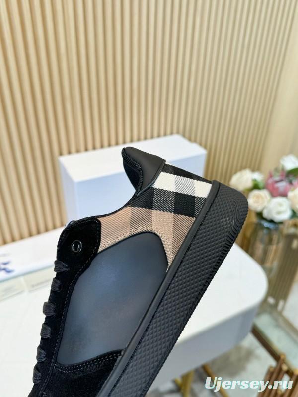 2024 Men Burberry Black Leather Sneakers MJ00320
