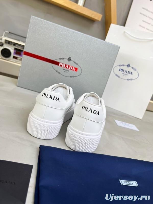 2024 Unisex Prada White Leather Sneakers MJ00310