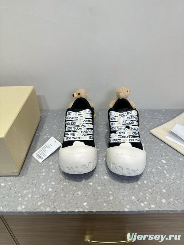 2025 Women 13DE MARZO Black Canvas Small Bear Toy Sneakers KFY00280