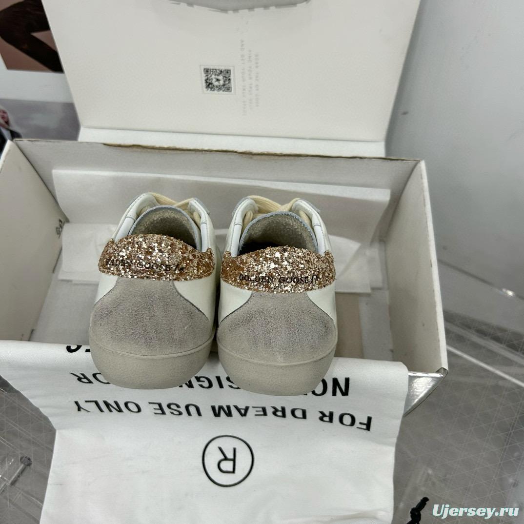 2025 Women GGDB White Grey Glitter Leather Sneakers