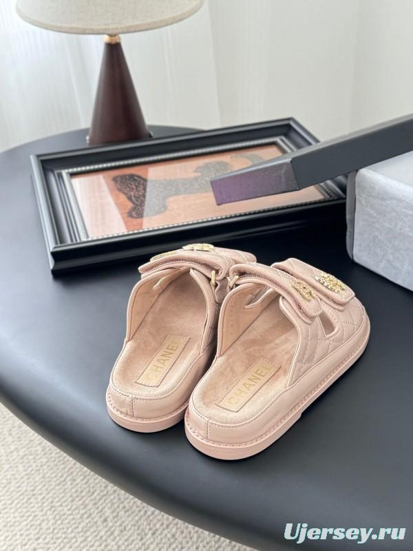 2025 Women Chanel Beige Leather Sandals LY00310