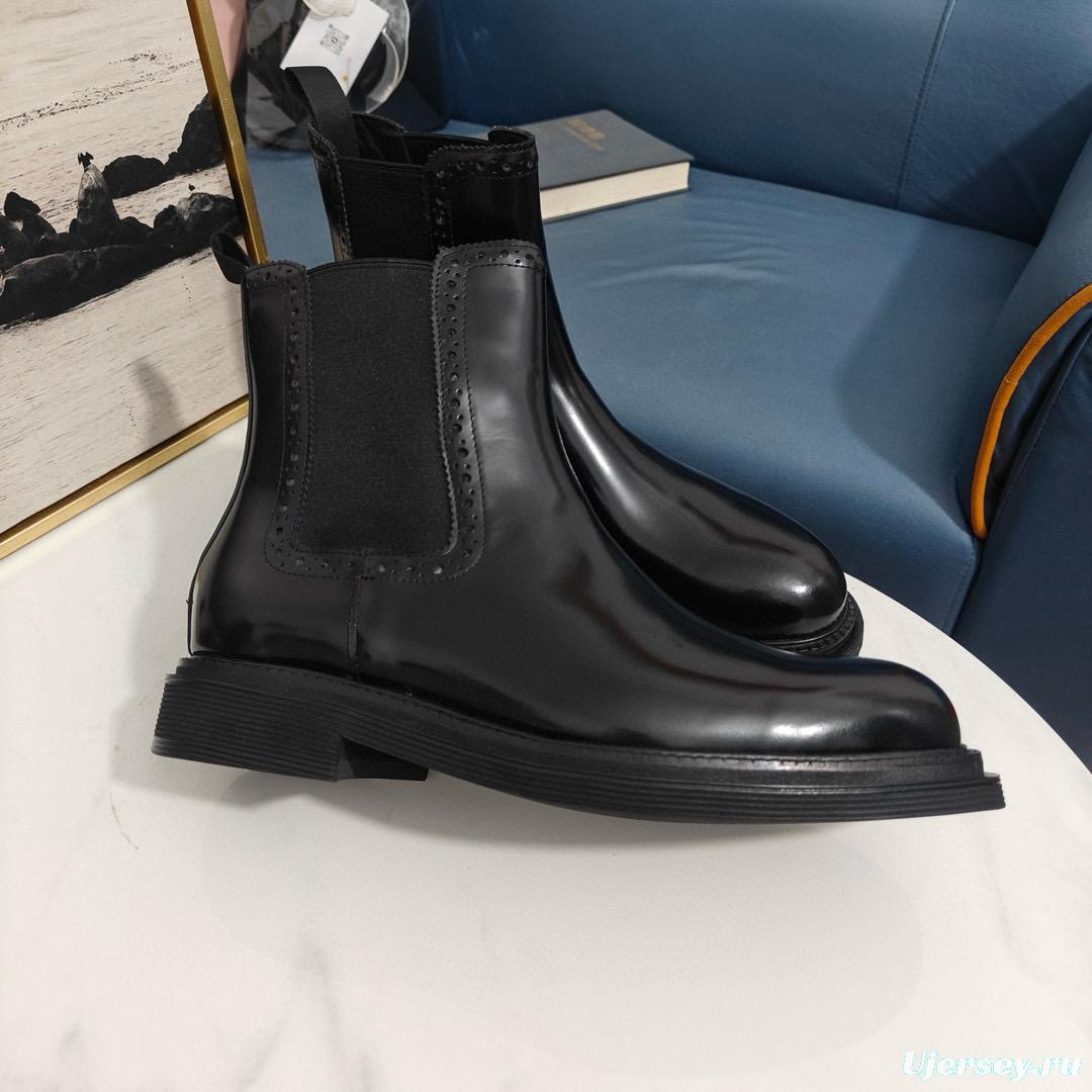 2024 Men Dolce & Gabbana Black Leather Ankle Boots