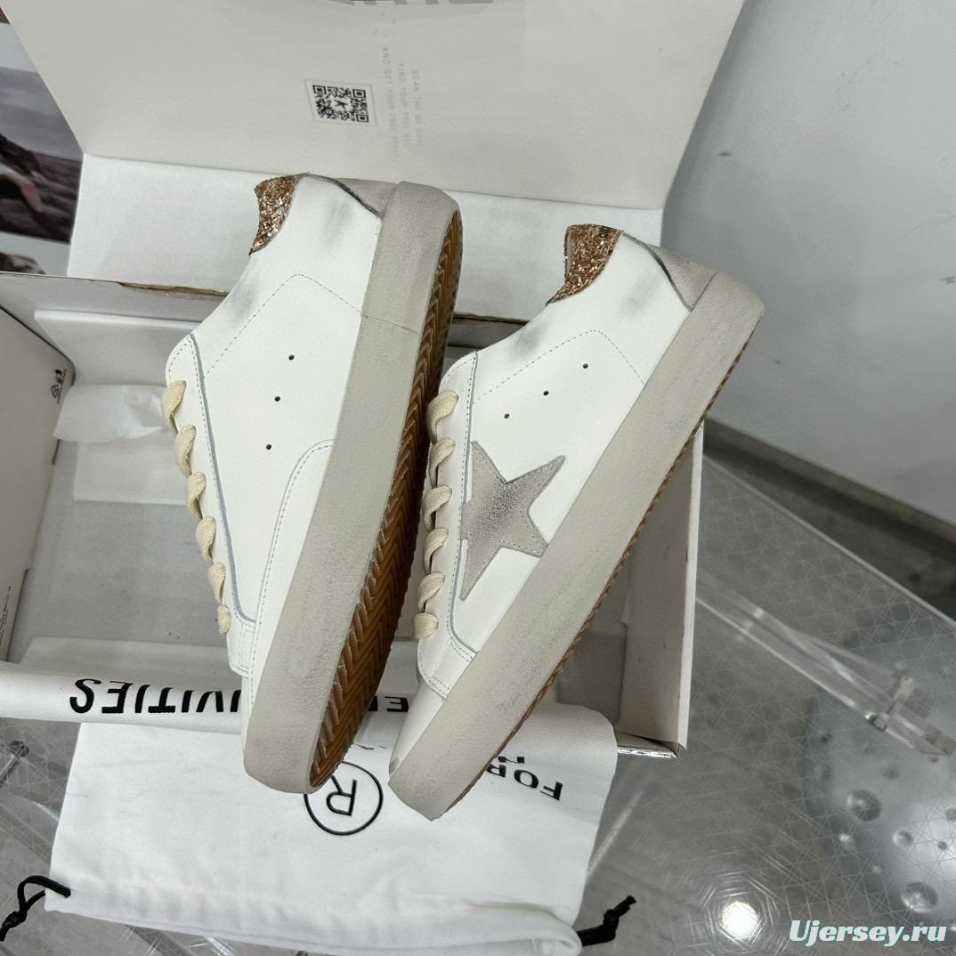 2025 Women GGDB White Grey Glitter Leather Sneakers