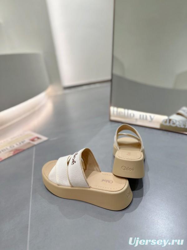 2025 Chloé White Canvas Slippers