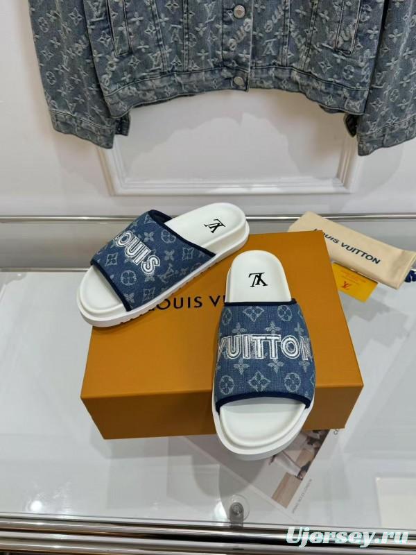 2025 Slippers Louis Vuitton Blue Denim Canvas Slippers LY