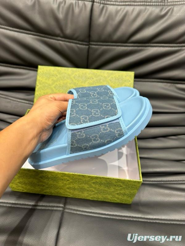 2024 Gucci blue fabric slippers MJ00200
