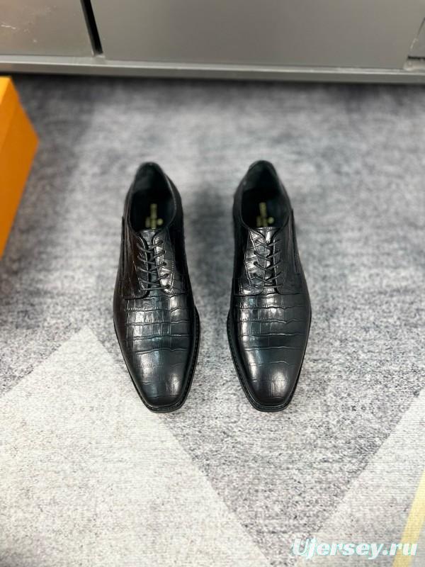 2024 Men Louis Vuitton Black Leather Formal Shoes MJ00380