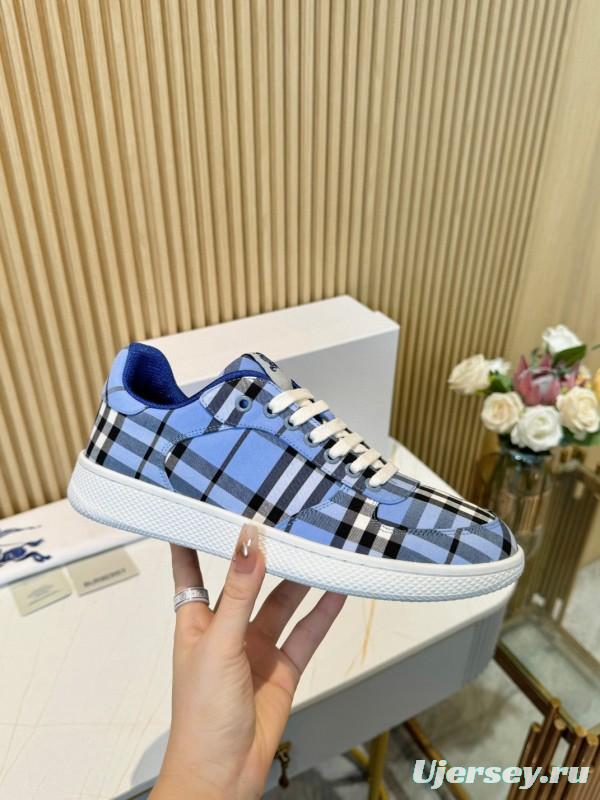 2024 Men Burberry Blue Black White Cotton Casual Shoes MJ00320