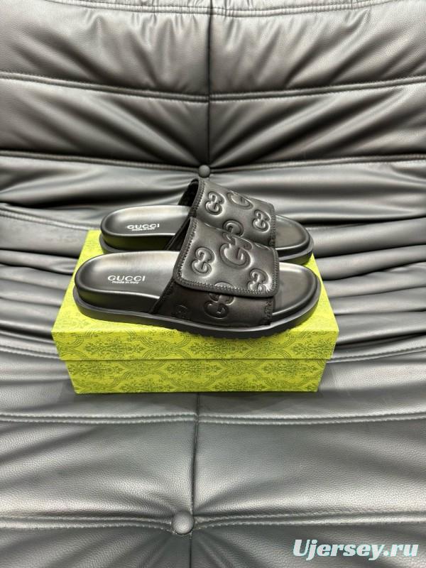 2024 GUCCI Black Leather Slippers MJ00200