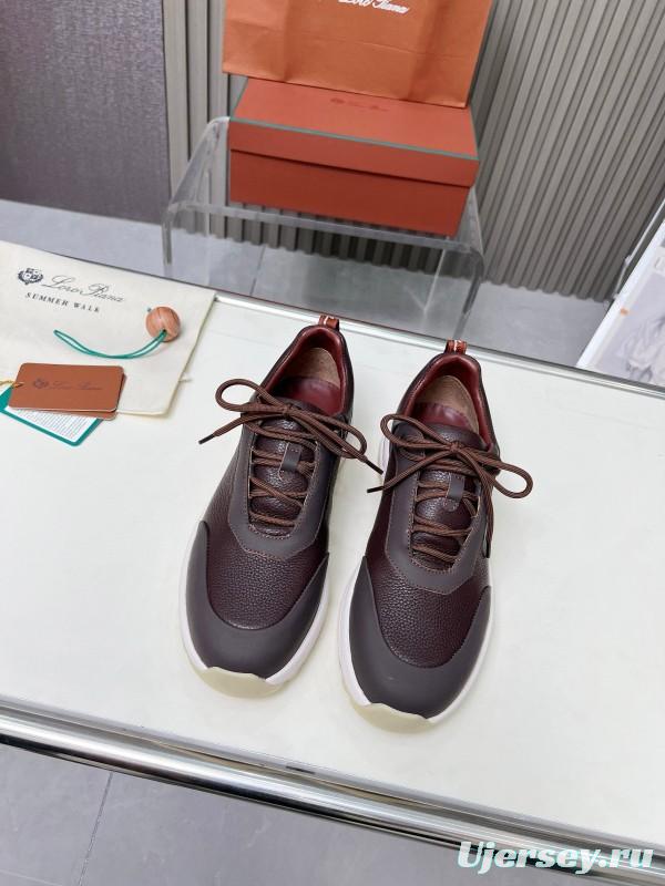 2024 Men Le Parmentier Brown Leather Mesh Sneakers MJ00350