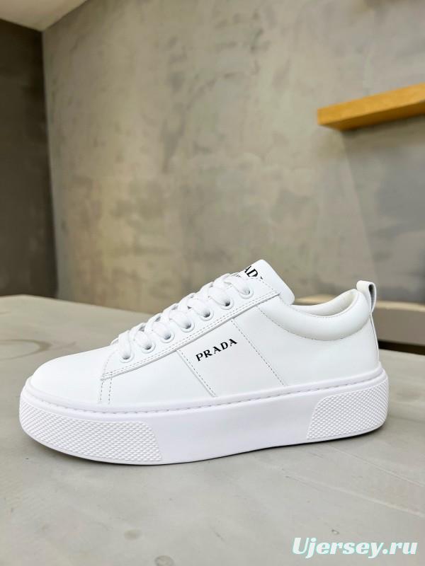 2024 Unisex Prada White Leather Sneakers MJ00310