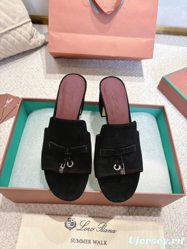 2025 Women LP Black Suede Sandals LY00290