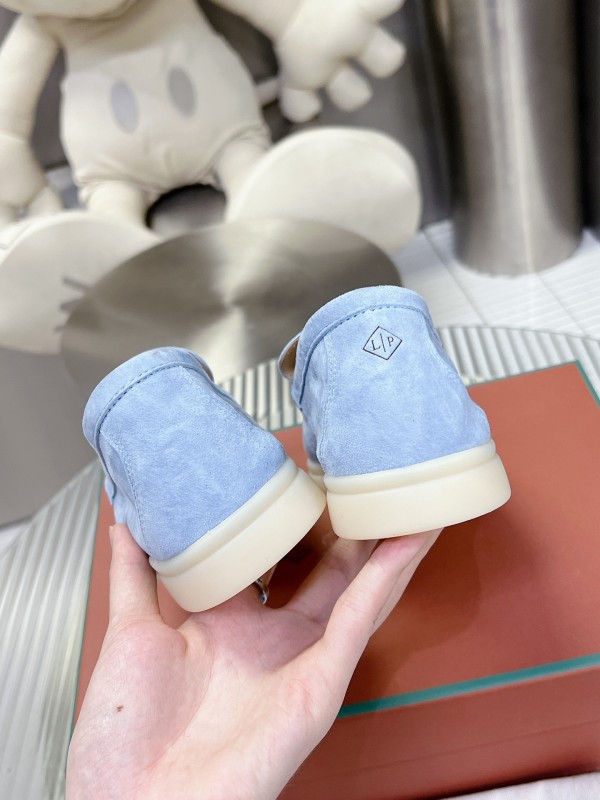 2025 Women LP Light Blue Suede Loafers LY00260