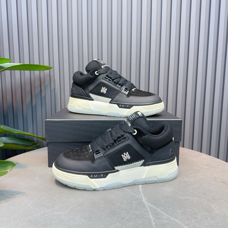 2024 Unisex Amiri Black Mesh Leather Sneakers MJ00360