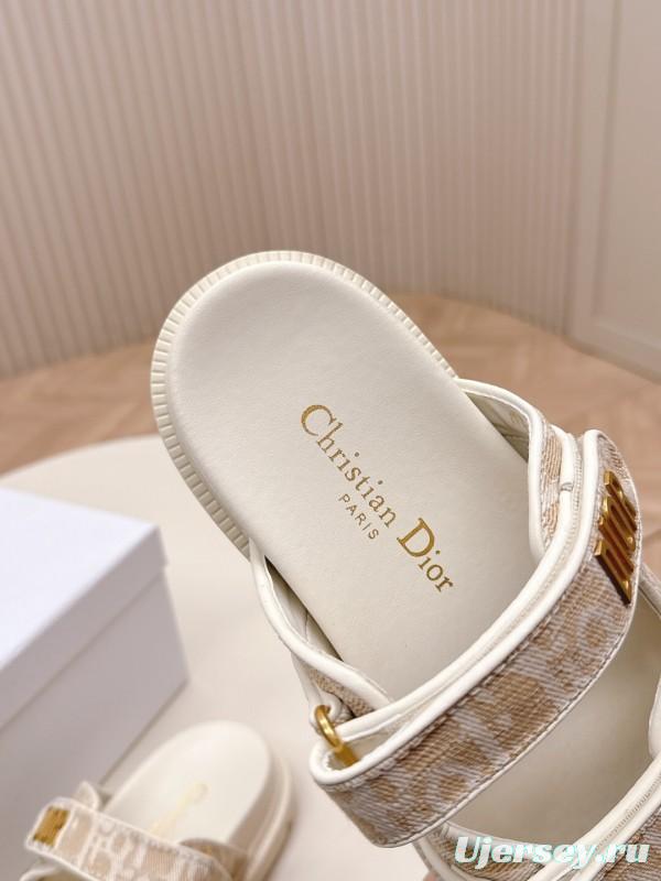 2025 Slippers Dior Beige Fabric Slippers LY