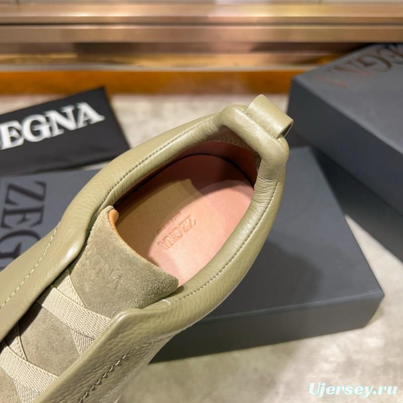 2024 Men Ermenegildo Zegna Green Suede Calfskin Sneakers MJ00280