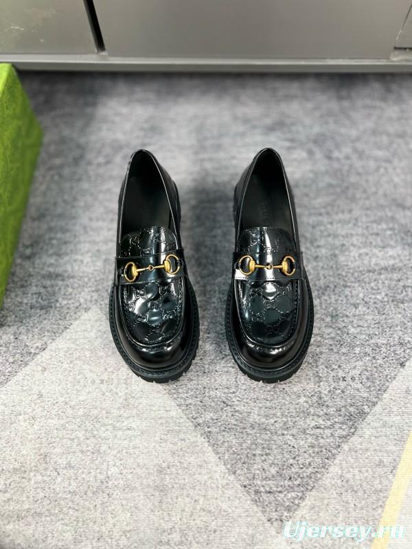 2024 Women Gucci Black Leather Formal Shoes MJ00300