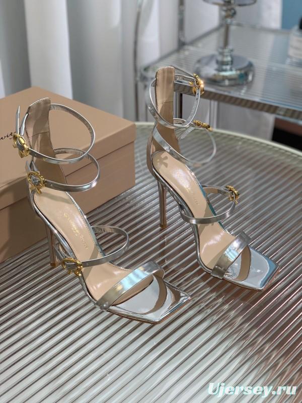 2025 Women Gianvito Rossi Silver Leather Sandals